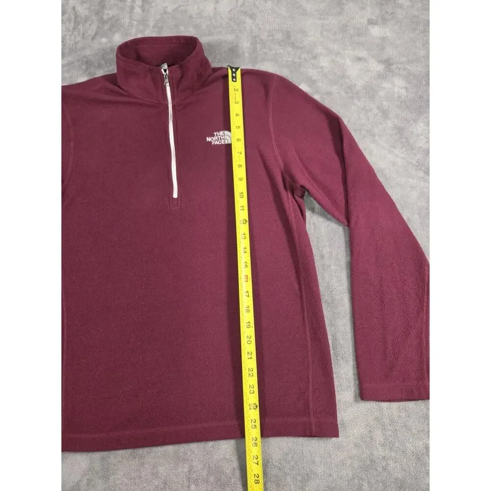 The North Face Mens Sz S Burgundy Long Sleeve 1/4 Zip Pullover Fleece Jacket C10
